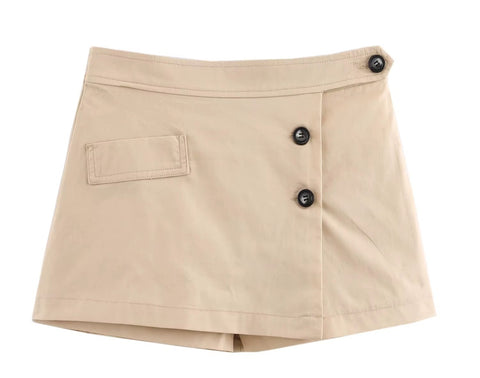 New Lapel Button Sleeveless Short Vest Top+Elegant Slim Zipper Shorts CODE: KAR4420