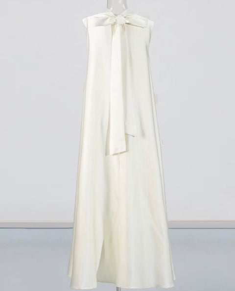 New Stand Collar Sleeveless Loose Spliced Lace Up Dress CODE: KAR4426