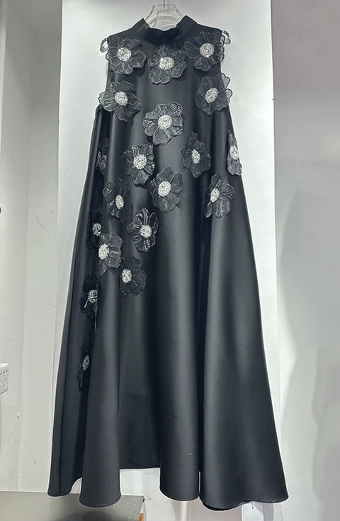 New Stand Collar Sleeveless Loose Spliced Lace Up Dress CODE: KAR4426