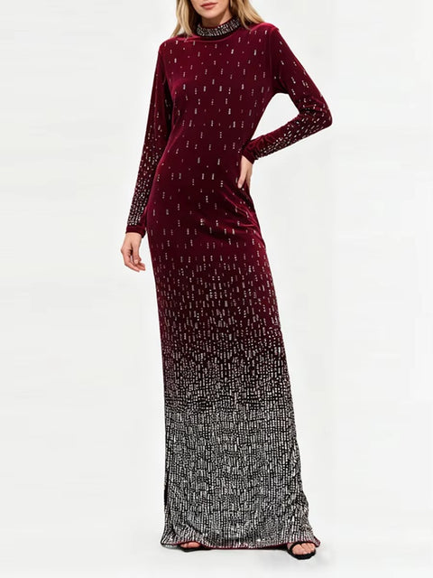 New Stand Neck Long Sleeves Temperament Dress CODE: KAR4428