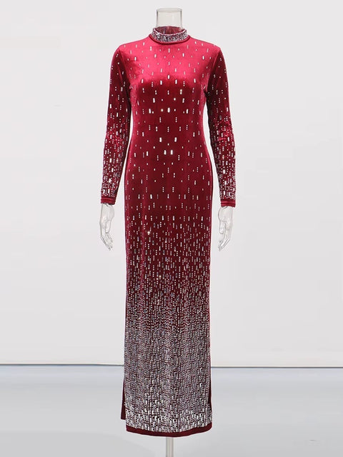 New Stand Neck Long Sleeves Temperament Dress CODE: KAR4428