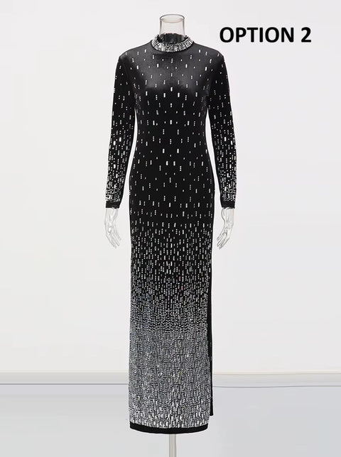 New Stand Neck Long Sleeves Temperament Dress CODE: KAR4428