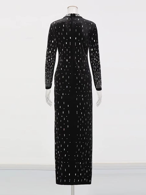 New Stand Neck Long Sleeves Temperament Dress CODE: KAR4428