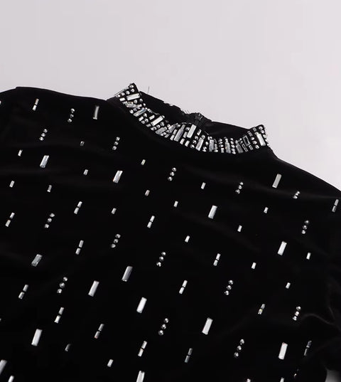 New Stand Neck Long Sleeves Temperament Dress CODE: KAR4428