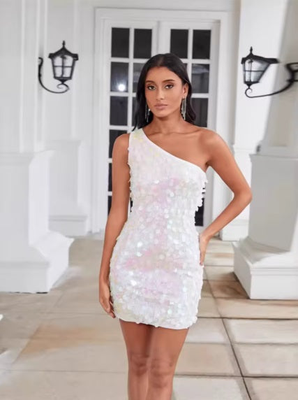 New Fashion Off Shoulder Slant Collar Sequin Vestidos Dresses CODE: KAR4430