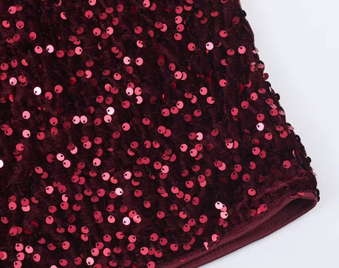 New Sequin Fur Vest Top Party Outfit 2 Piece Set CODE: KAR4438