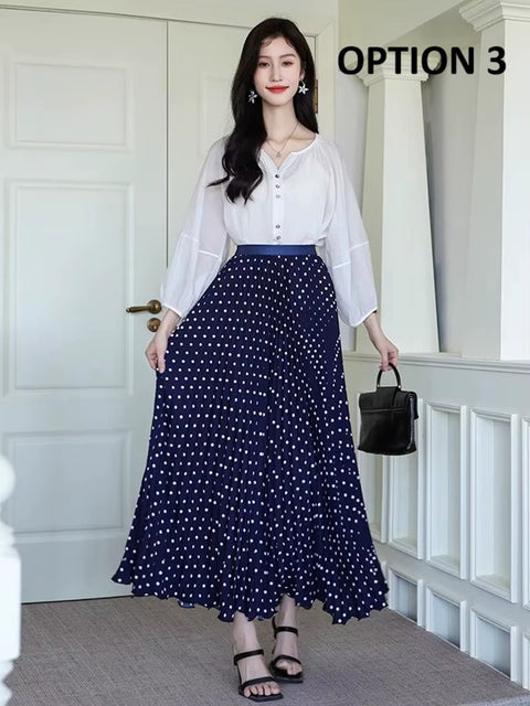 New Style High Waist Polka Dot Long Skirt CODE: KAR4440