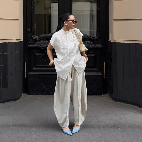 New Fashion Embroidered Hollow Collar SHIRT CODE: KAR4445