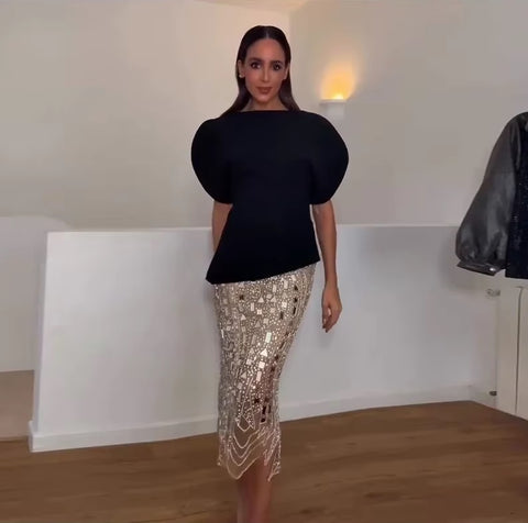 New Fashion Chic Casual Short Puff Sleeve T-Shirts CODE: KAR4446