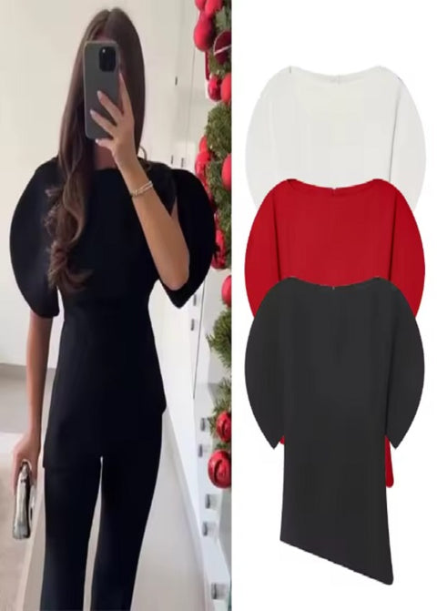 New Fashion Chic Casual Short Puff Sleeve T-Shirts CODE: KAR4446