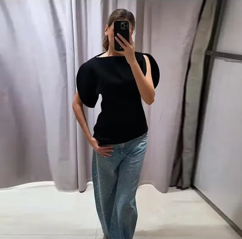 New Fashion Chic Casual Short Puff Sleeve T-Shirts CODE: KAR4446