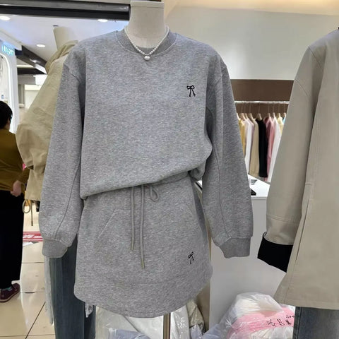 New Fashion Casual Butterfly Knot Sweatshirt Skirt Two-Piece Set CODE: KAR4455