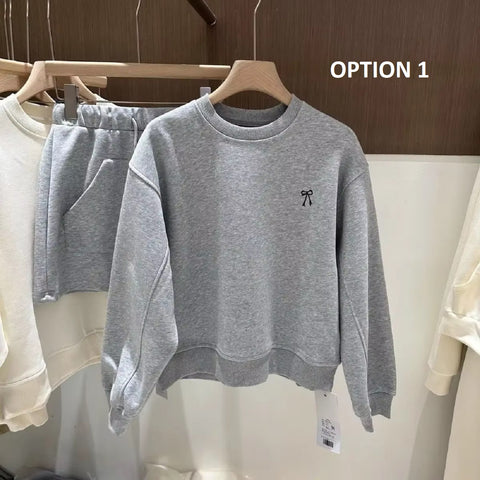 New Fashion Casual Butterfly Knot Sweatshirt Skirt Two-Piece Set CODE: KAR4455