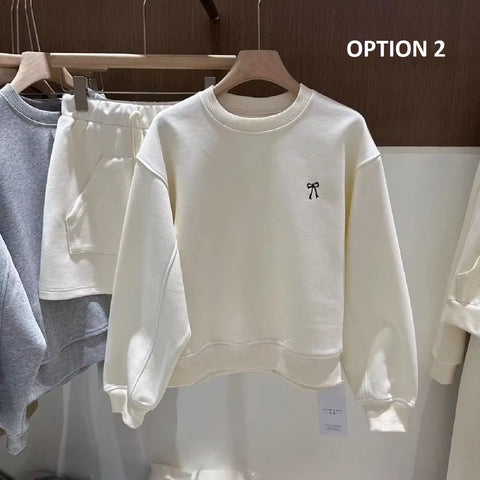 New Fashion Casual Butterfly Knot Sweatshirt Skirt Two-Piece Set CODE: KAR4455