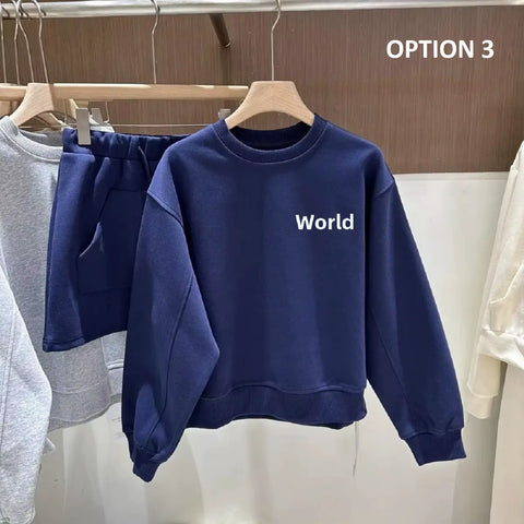 New Fashion Casual Butterfly Knot Sweatshirt Skirt Two-Piece Set CODE: KAR4455