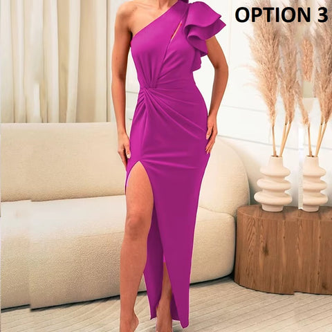 New Fashion Elegant Asymmetric Slash Collar Bodycon Dress CODE: KAR4460