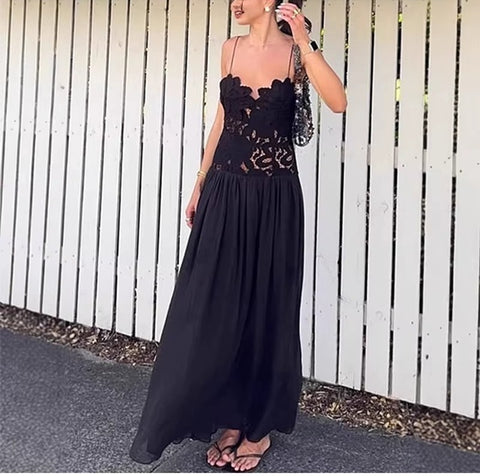 New Sexy Lace Pleated Sling Long Dress CODE: KAR4461