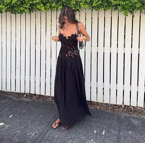New Sexy Lace Pleated Sling Long Dress CODE: KAR4461