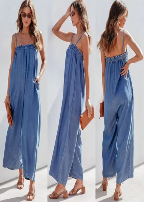 New High Waist Sleeveless Loose Casual Wide-leg Pant Jumpsuit CODE: KAR4462