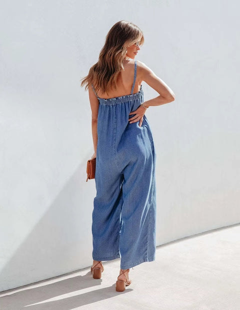 New High Waist Sleeveless Loose Casual Wide-leg Pant Jumpsuit CODE: KAR4462
