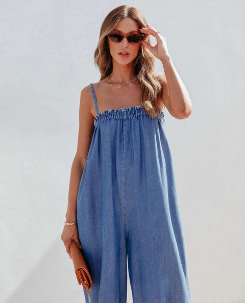New High Waist Sleeveless Loose Casual Wide-leg Pant Jumpsuit CODE: KAR4462