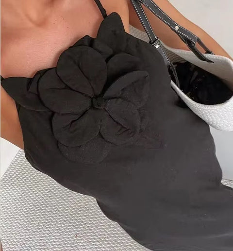 New Fashion 3D Flower Decorative Side Split Pocket Dresses CODE: KAR4467