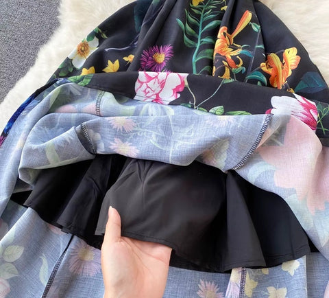 New Floral Print Sleeveless Square Collar Dress CODE: KAR4469