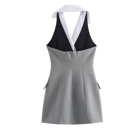 New Sexy Backless Button Sleeveless Mini Dress CODE: KAR4470