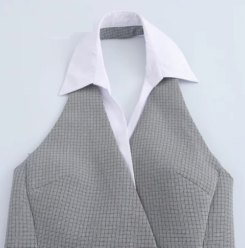 New Sexy Backless Button Sleeveless Mini Dress CODE: KAR4470