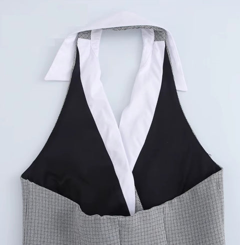 New Sexy Backless Button Sleeveless Mini Dress CODE: KAR4470