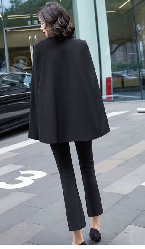 New Fashion Casual Cloak Blazer Pants Suit Two-piece Set CODE: KAR4472
