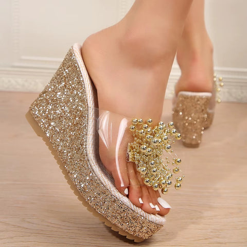New Fashionable Three-dimensional Metal Flowers Heels CODE: KAR4477