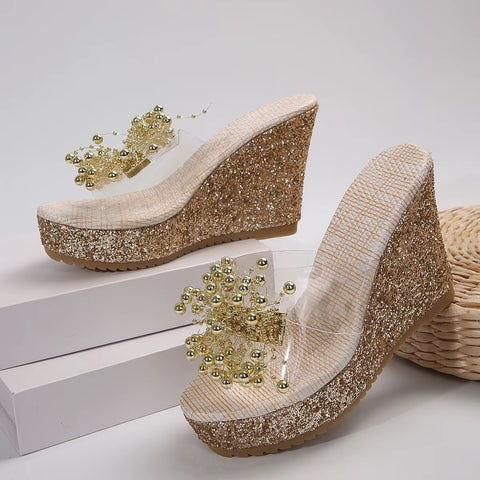 New Fashionable Three-dimensional Metal Flowers Heels CODE: KAR4477