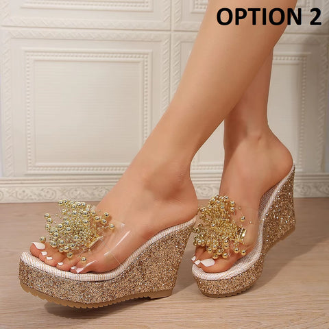 New Fashionable Three-dimensional Metal Flowers Heels CODE: KAR4477