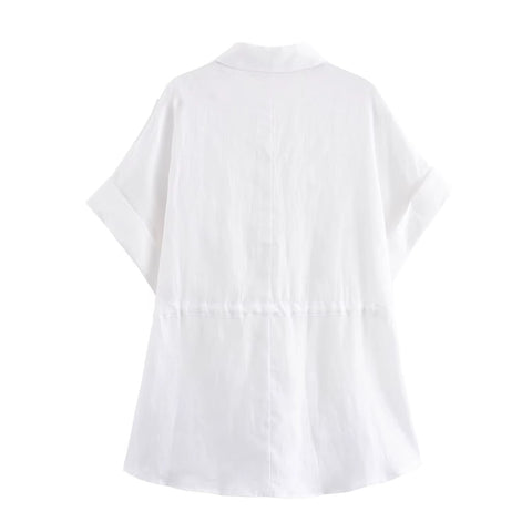 New Fashion Elegant Short Sleeve Shirt With High Waist Wide Pants 2pcs Set CODE: KAR4479