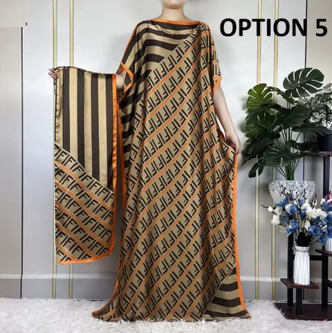 New Fashion Printed Soft Loose Long Maxi Party Dress CODE: KAR4481