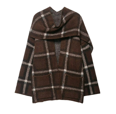 New plaid scarf knitted short coat cardigan jacket CODE: KAR4485