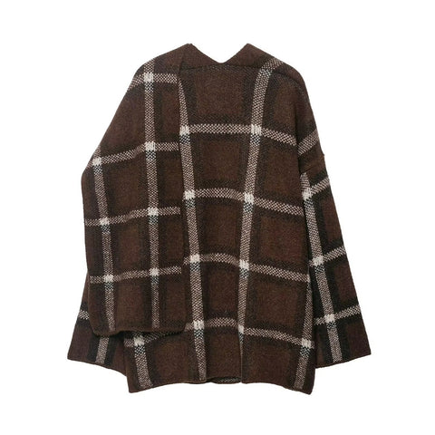 New plaid scarf knitted short coat cardigan jacket CODE: KAR4485