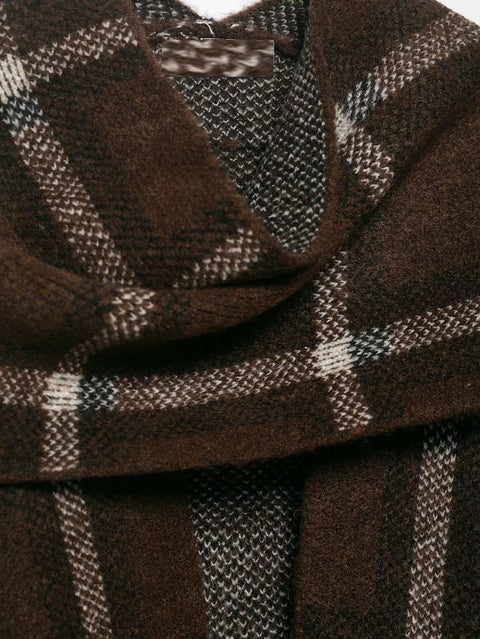 New plaid scarf knitted short coat cardigan jacket CODE: KAR4485