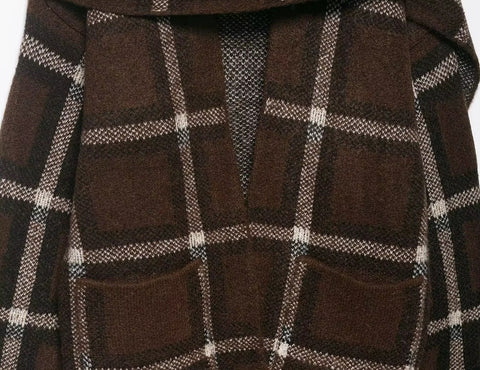 New plaid scarf knitted short coat cardigan jacket CODE: KAR4485