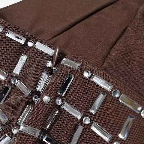 New Fashion Sexy Plaid Short Top+Zipper Mini Skirt CODE: KAR4487