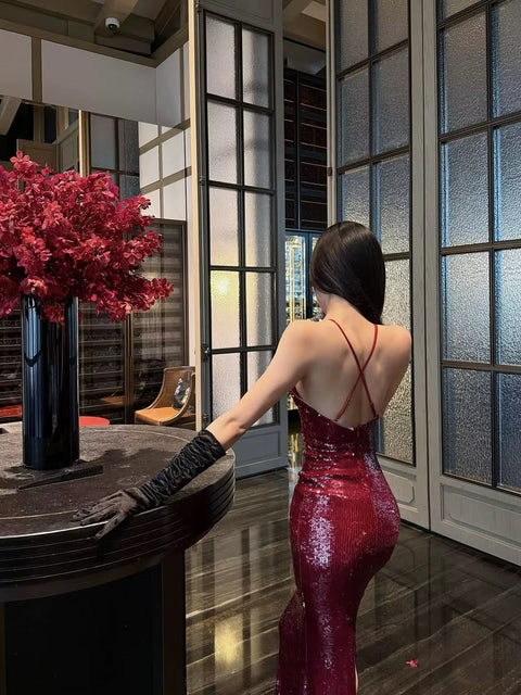 New Fashion 3d Flower Sequin Sling Dress CODE: KAR4490