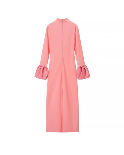 New High Collar Long Sleeves Zipper Long Dress CODE: KAR4491