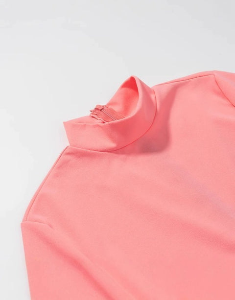 New High Collar Long Sleeves Zipper Long Dress CODE: KAR4491