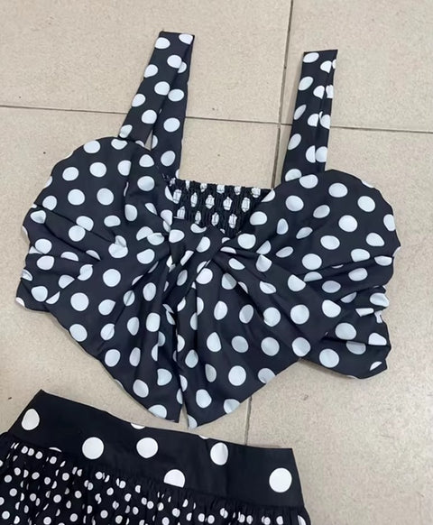 New polka dots, bow tube top + Loose Skirt Suit Set CODE: KAR4495