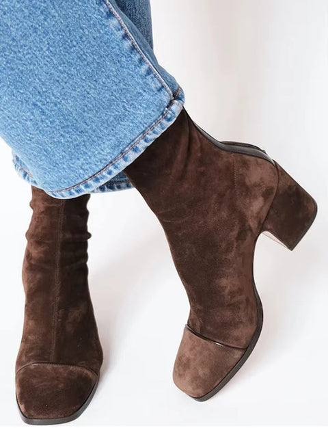 New  Square Toe Block Heel Boots CODE: KAR4499