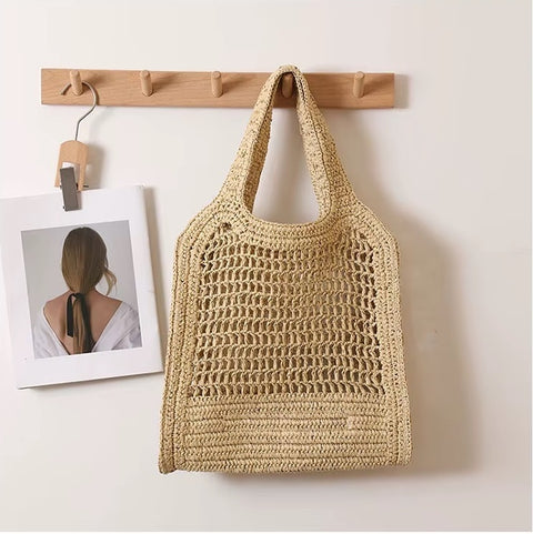 New Fashion Large Capacity Letter Embroidery Straw HandBag CODE: KAR4504