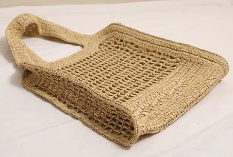 New Fashion Large Capacity Letter Embroidery Straw HandBag CODE: KAR4504