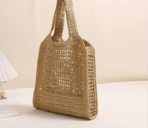 New Fashion Large Capacity Letter Embroidery Straw HandBag CODE: KAR4504