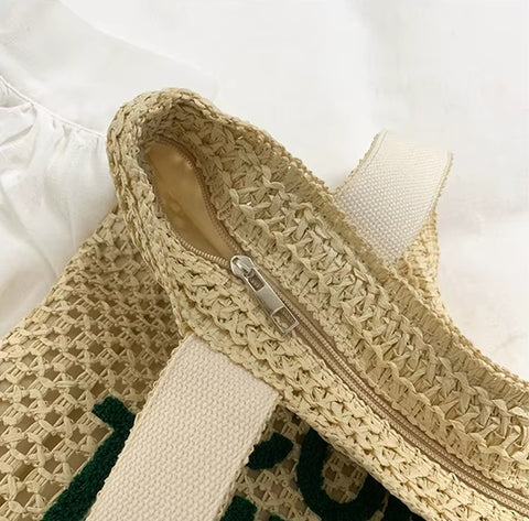 New Hot Letter Straw Woven Shoulder Tote Bags CODE: KAR4507
